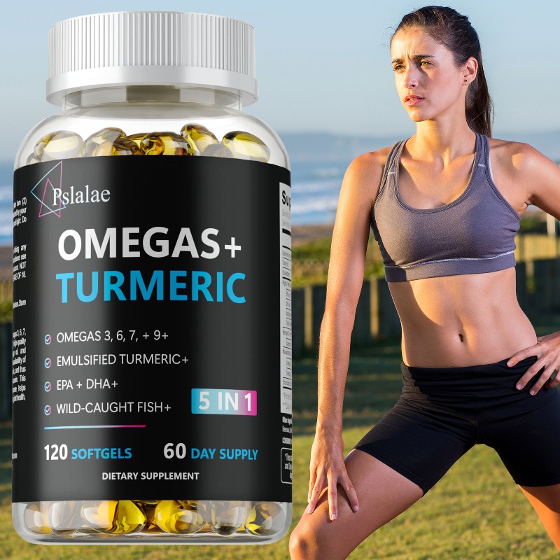 Turmeric Curcumin Capsule - オメガス+ターメリックカプセル - 細胞エネルギーを高め、心臓と脳の健康を促進し、関節の快適さと柔軟性を向上させます
