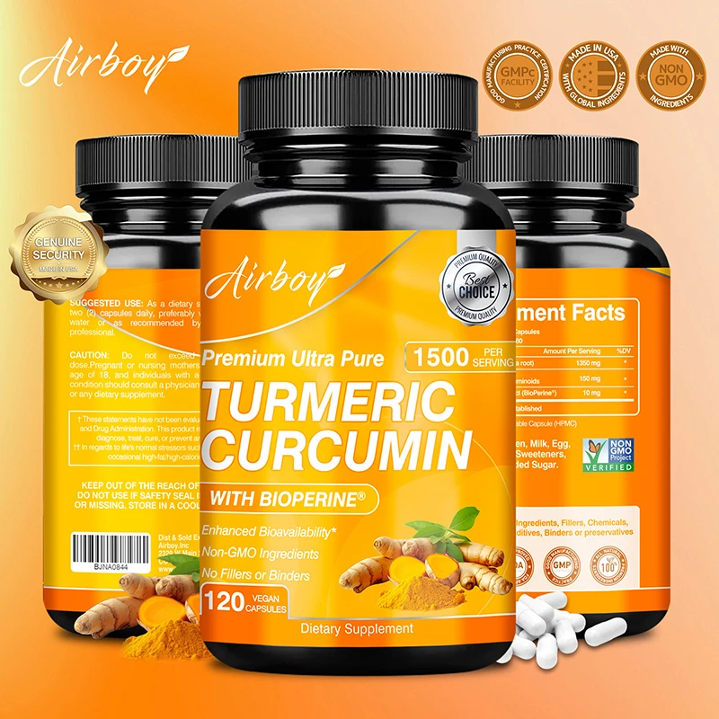 Turmeric Curcumin Capsule - ターメリック クルクミン カプセル - 関節の炎症を軽減し、抗酸化作用があり、認知機能を高め、脳と消化器の健康を改善します。
