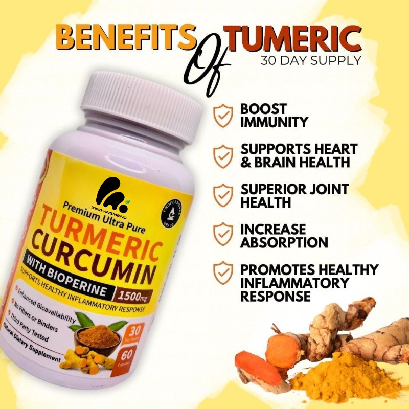 Turmeric Curcumin Capsule - ウコンクルクミン＆バイオペリンジンジャーサプリメント 1500mg 60カプセル 天然栄養補助食品