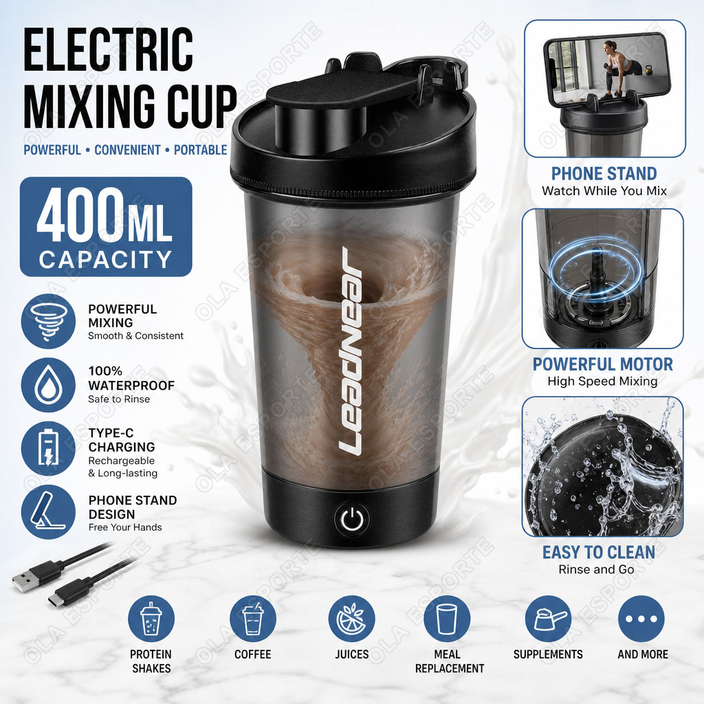 携帯電話ホルダー付き電動ミキシングカップ 400ML アウト - Nutrition And Fitness のレビューと価格