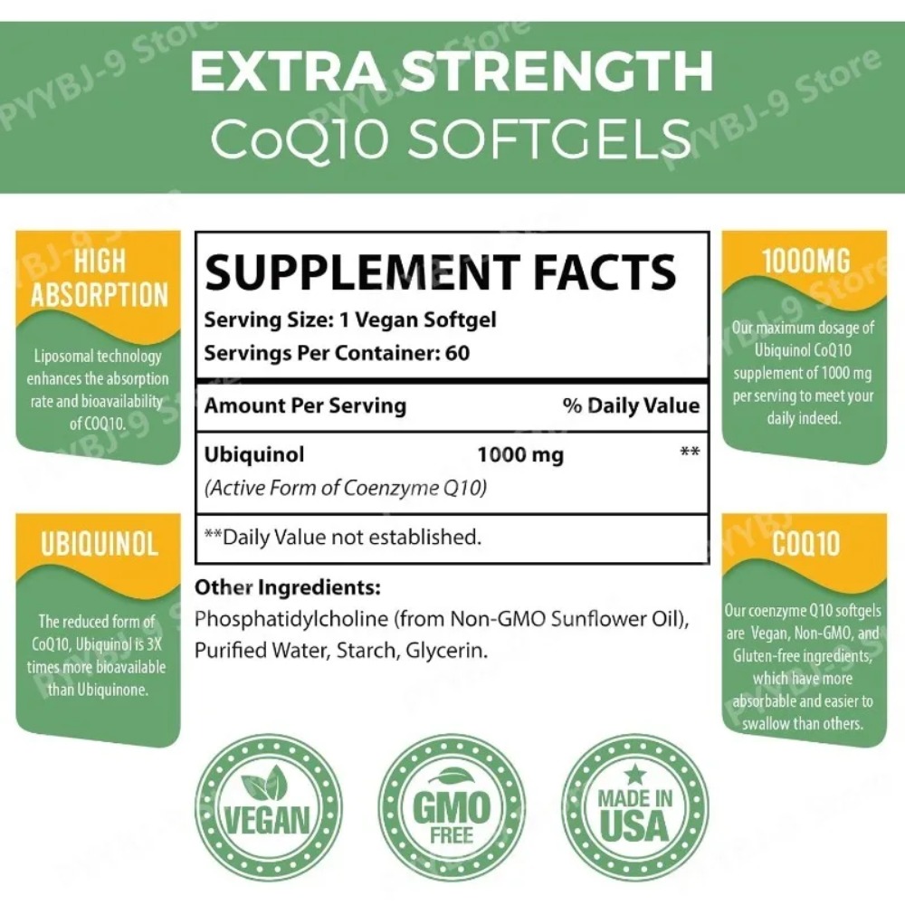 CoQ10 ウビキノール 1000mg ヴィーガンソフトジェ - Coq10 Ubiquinol Softgel のレビューと価格