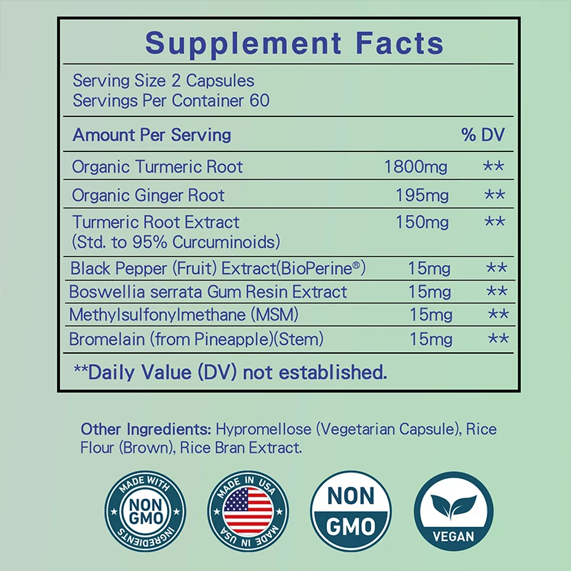 ターメリック クルクミン + ジンジャー ルート - 腸の健 - Turmeric Curcumin Capsule のレビューと価格
